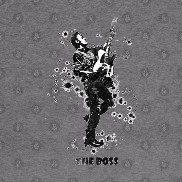 Bruce Springsteen The Boss Watercolor Splatter Black and White 08 by SPJE Illustration Photography